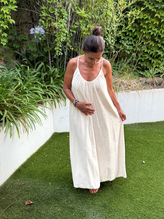 Robe longue éponge dos nu