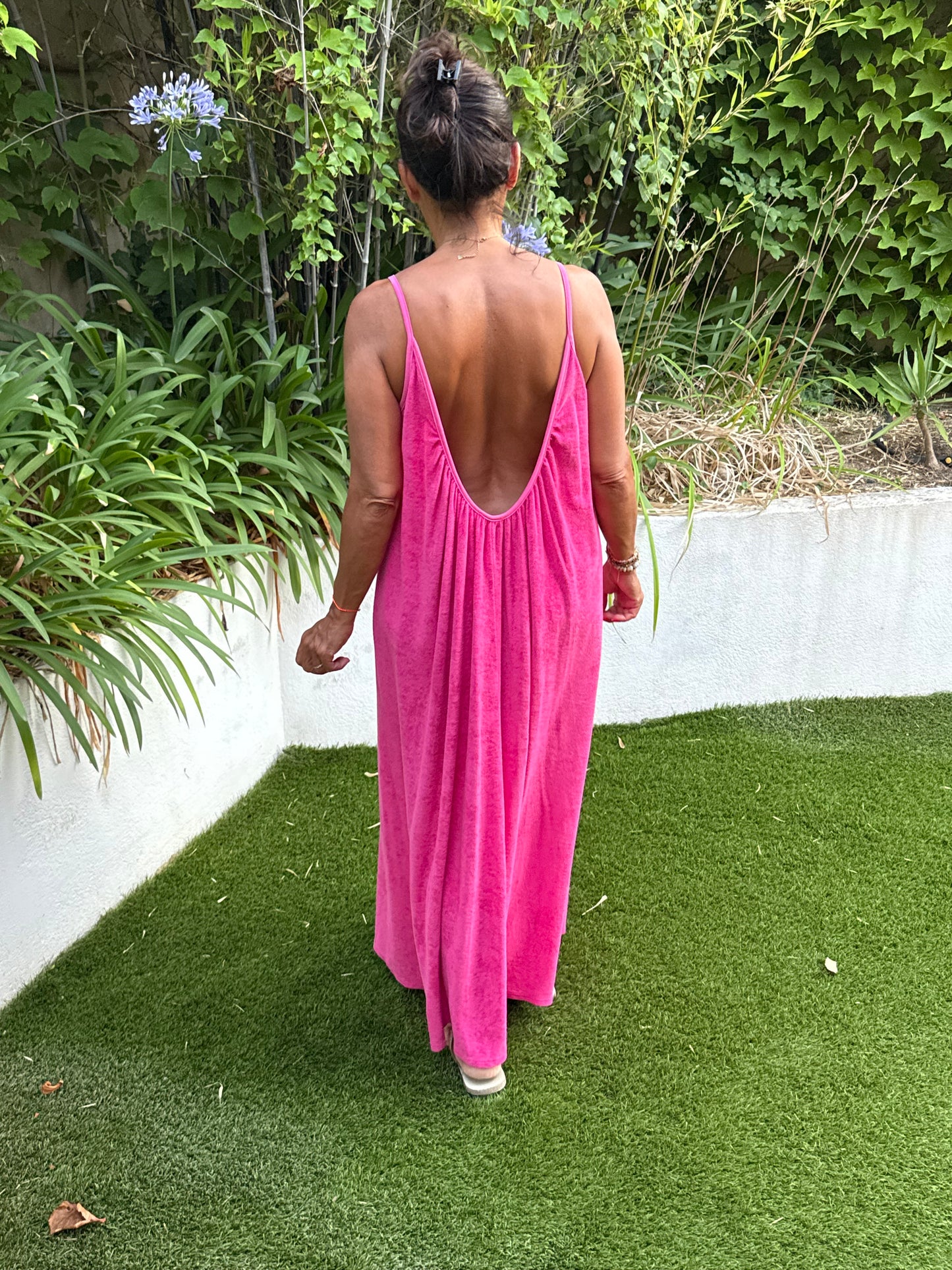 Robe longue éponge dos nu