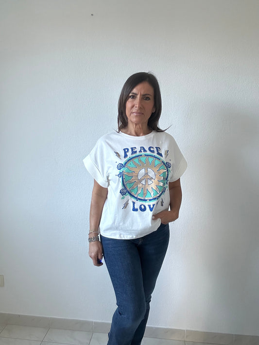 Tee-shirt imprimé peace and love TU