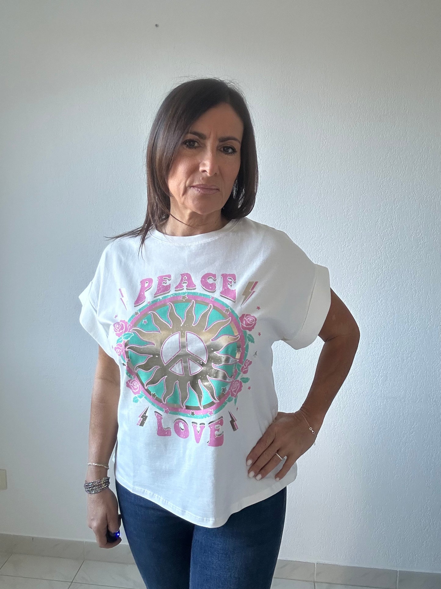 Tee-shirt imprimé peace and love TU