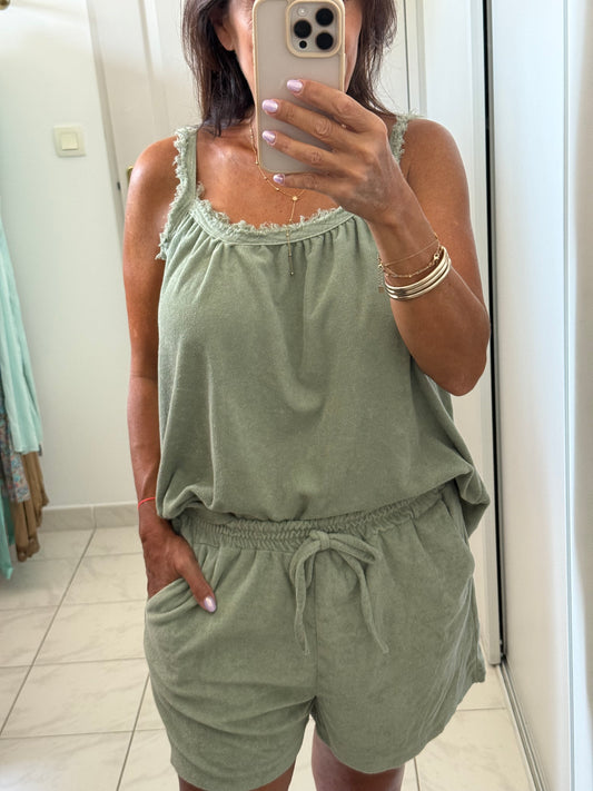 ensemble short éponge kaki