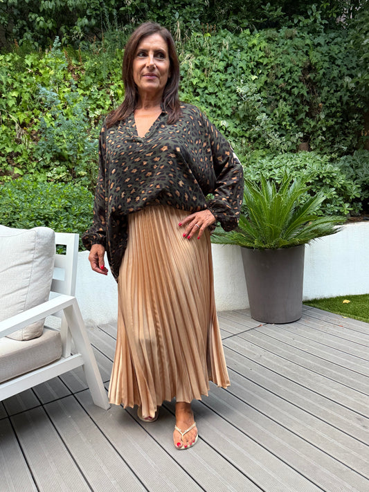 Blouse kaki léopard tête de mort dos