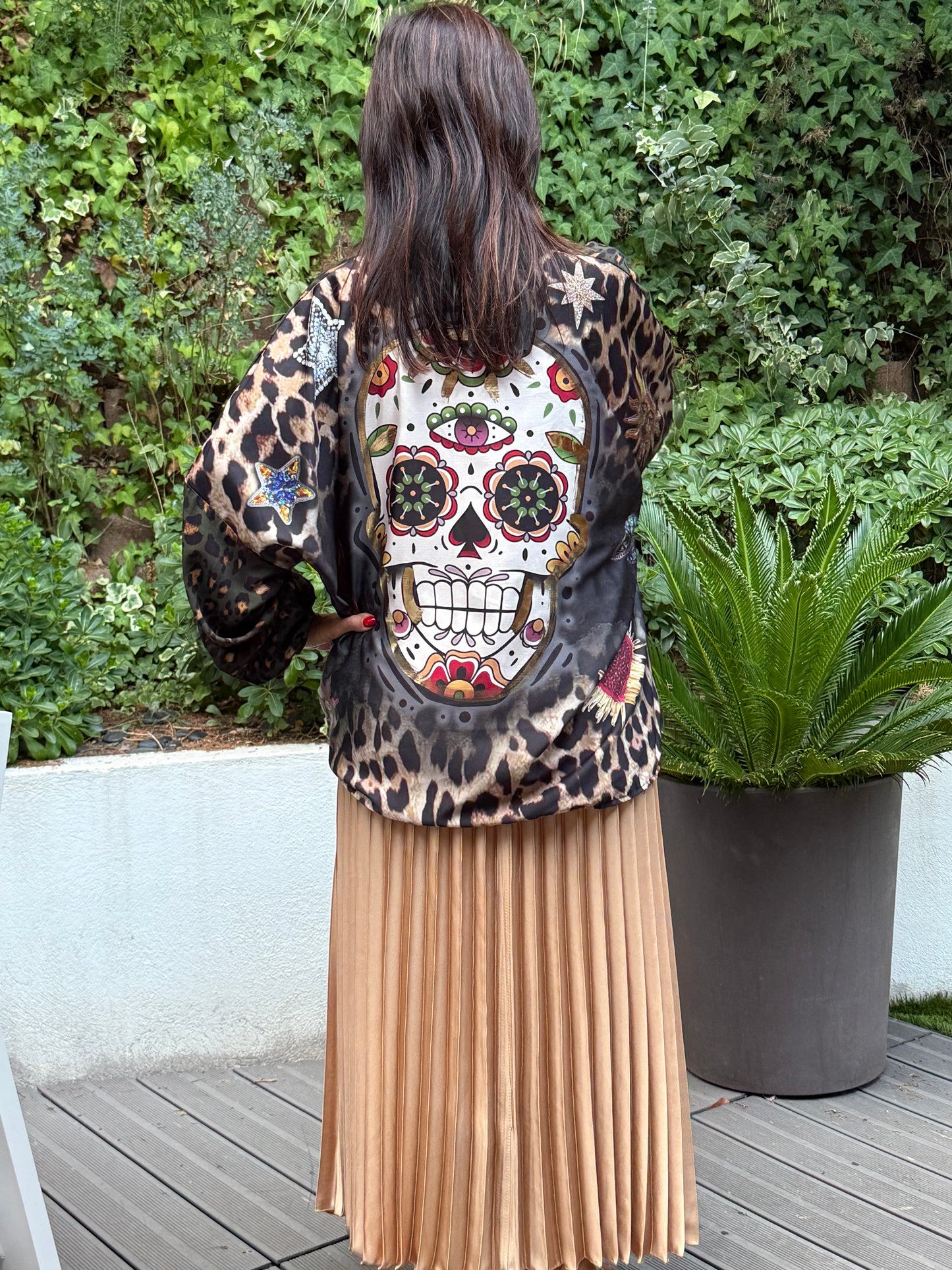Blouse kaki léopard tête de mort dos