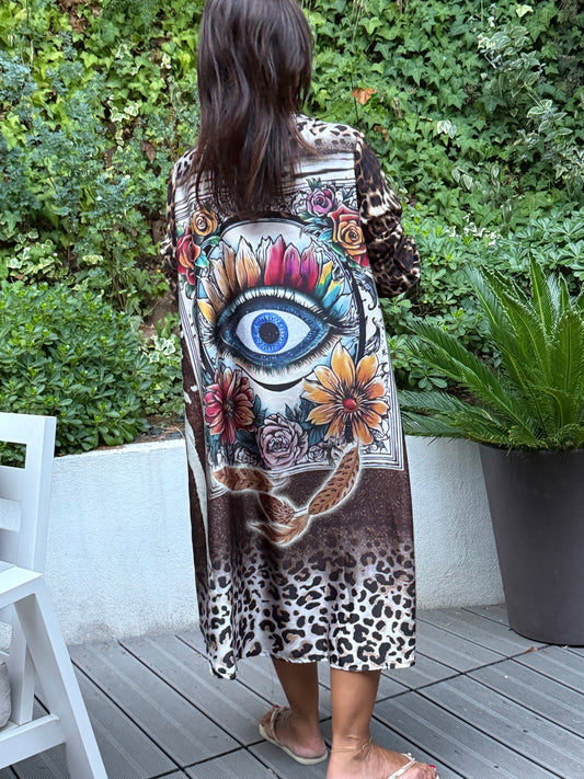 Robe chemise léopard oeil dos TU