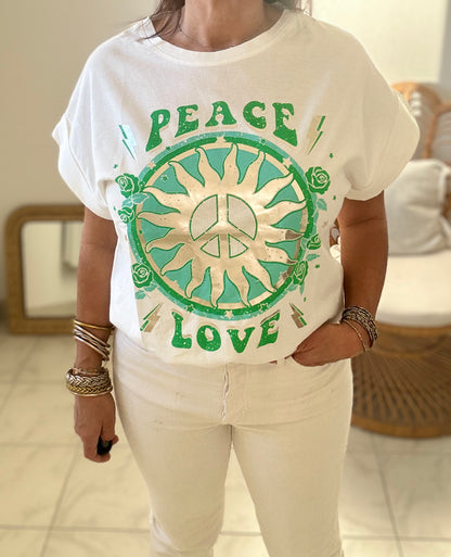 Tee-shirt imprimé peace and love TU