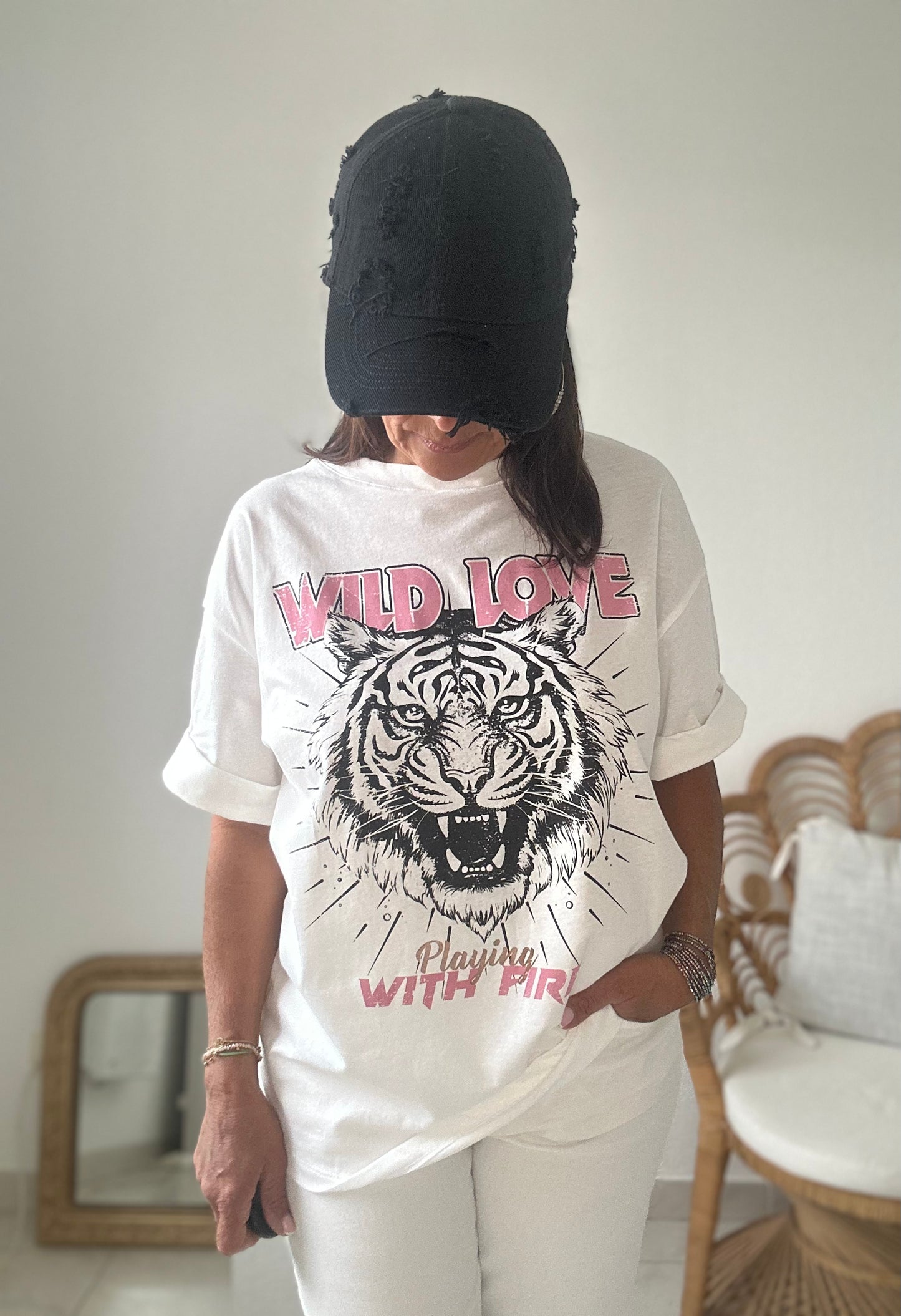 Tee-Shirt 100% coton imprimé oversize "Wild Love Tigre" TU