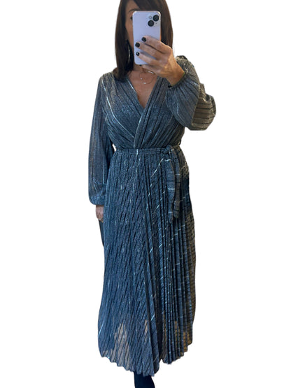 Robe longue plissée lurex TU